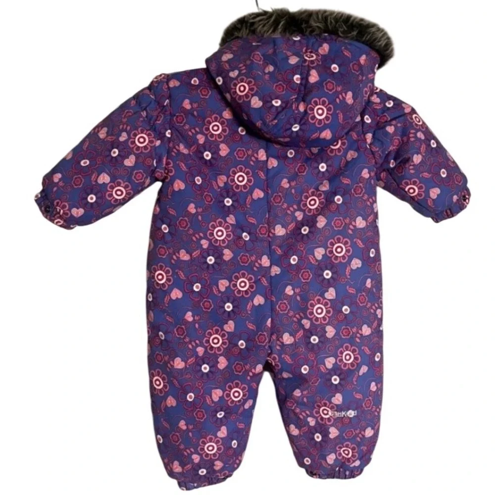 OshKosh‎ B'gosh Toddler 12M Snowsuit Winter Coat Floral Heart Hooded Girls